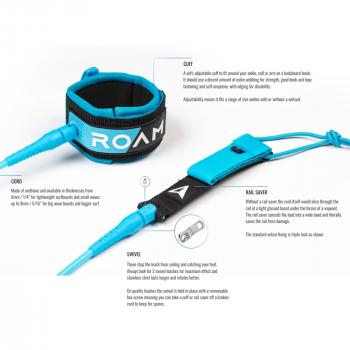 ROAM Guinzaglio per tavola da surf Premium 9,0 Ginocchio 7mm Blu