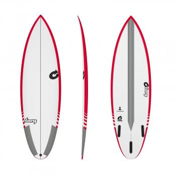 Surfboard TORQ Epoxy TEC Thruster 6.6 Rail Rojo