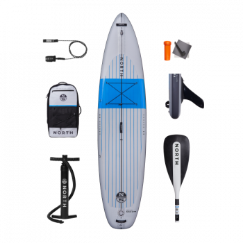 North SUP Pace Tour Aufblasbares Standup Paddle Board Package Himmel Grau