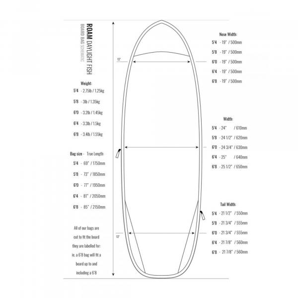 ROAM Boardbag Surfboard Daylight Hybrid Fish 6.8