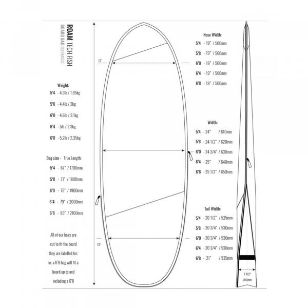 ROAM Boardbag Surfboard Tech Bag Fish PLUS 6.0