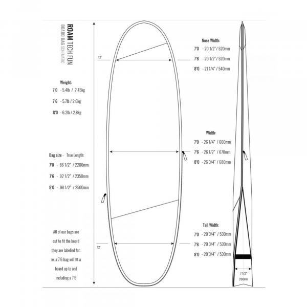 ROAM Boardbag Surfboard Tech Bag Funboard 8.0