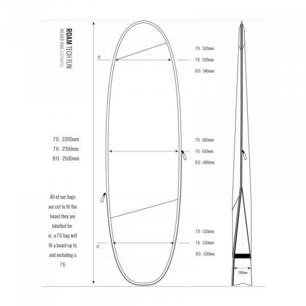 ROAM Boardbag Surfboard Tech Bag Funboard 8.0