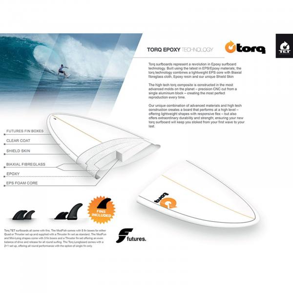 Tabla de surf TORQ Epoxy TET 7.2 Funboard Full Fade