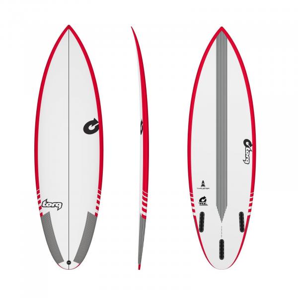 Planche de surf TORQ Epoxy TEC Thruster 5.10 Rail Rouge