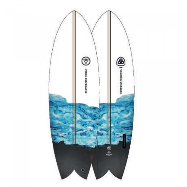 Planche de surf VENON Node 5.9 Twinfin Retro Fish marble