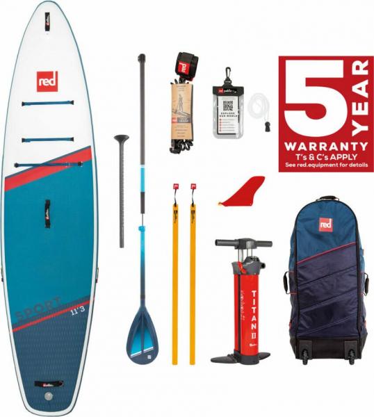 Red Paddle Co SPORT MSL Board Set 12'6" x 30" x 6" avec pagaie Hybrid Tough 3-pièces