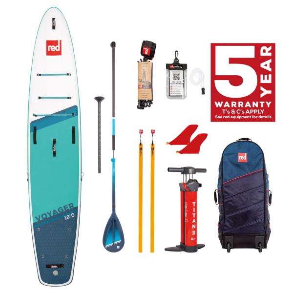 Red Paddle Co VOYAGER SUP SET 12'0" x 28" x 4.7" MSL Verde-Blanco